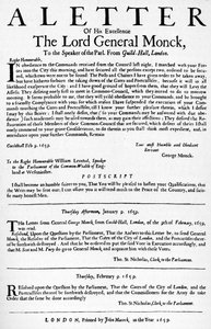 蒙克将军给下议院议长的信，1659年，1903年 作者 不明