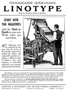 Linotype＆Machinery Ltd.广告，1919年 作者 不明