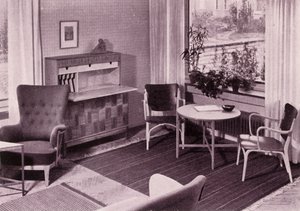 卡尔·阿克塞尔·阿金（Carl-Axel Acking）的客厅家具，由AB Svenska Mobelfabrikerna制造，1949年。 作者 不明