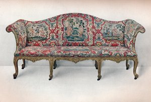 长沙发：蛇形，雕刻和镀金，c1750 作者 不明
