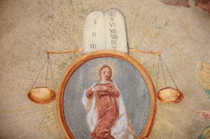 洛雷托教堂壁画； 法律表、尺度和圣母玛利亚布拉格捷克共和国 作者 不明
