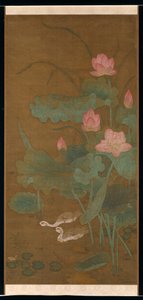 荷花和水鸟，约。 1300。 作者 不明