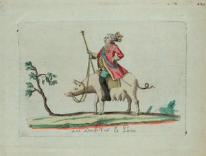 路易斯骑着猪，1791年。 作者 不明