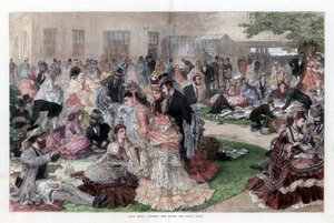 1872年，阿斯科特赛车在盛大看台后面的午餐时间 作者 不明