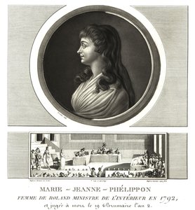 罗兰夫人或玛丽-让娜-菲利波（1754-1793），吉伦特主义者，与她的丈夫让-马里-罗兰-德拉普拉蒂埃一起。 作者 不明