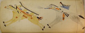 马费特账簿：两个骑马的印第安人，约1874-81年。 作者 不明