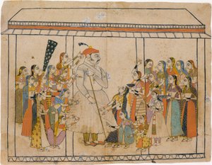 君主拉吉·辛格，女士们所崇拜， 1710-20。 作者 不明