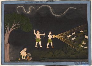 Maharana Jagat Singh打扮成Bhil，在夜间猎鹿c。 1735–40。 作者 不明