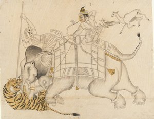 Maharao Shatru Sal II，1866-89年，狩猎老虎， 1866-89。 作者 不明
