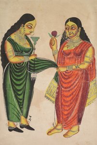 女仆将水烟带给一位女士，克里希纳（Krishna）对贵重物品的重量加倍，180 作者 不明