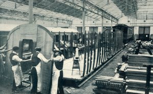 制作铁路车厢，1922年。 作者 不明