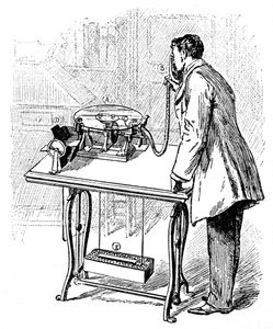在Emile Berliners留声机上录音，c1887 作者 不明