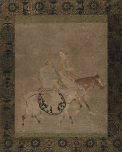 马背上的男人和女人。 作者 不明