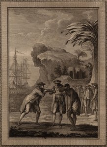 男人卖奴隶的女人，1775年。 作者 Unbekannt