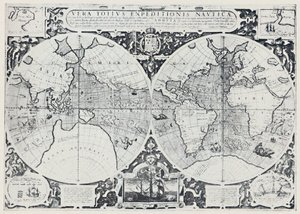 地图显示了德雷克人的航行历程1577-1580，1923年。 作者 不明