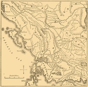 伊庇鲁斯和西希腊地图，1890年。 作者 不明