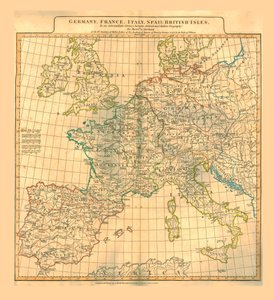 1821年的欧洲地图。 作者 不明