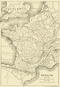 高卢和英国部分地图，1890年。 作者 不明