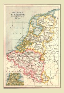 荷兰和比利时地图，1902年。 作者 不明
