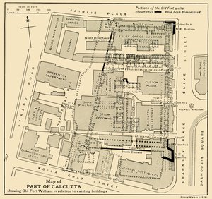 加尔各答部分地图，显示威廉堡与现有建筑物的关系，摄于1925年。 作者 不明