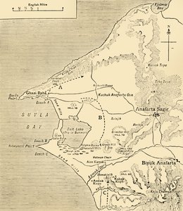 加里波利半岛苏夫拉湾地图，第一次世界大战，1915年，c1920年。 作者 不明