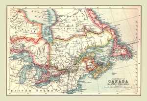 1902年，加拿大东部省的加拿大自治领地图。 作者 不明