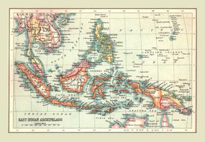 东印度群岛地图，1902年。 作者 不明