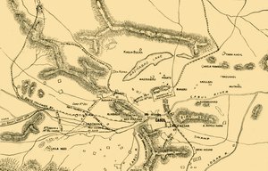 查德山谷的战斗地图，1901年。 作者 不明
