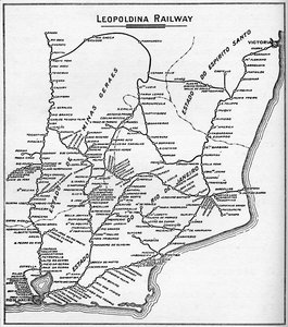 利奥波迪纳铁路系统地图，1914年。 作者 不明