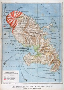 该地图显示了1902年马提尼克岛Pelee火山的喷发 作者 不明