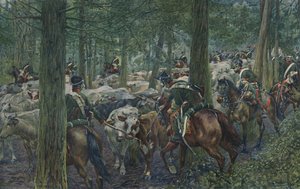 Marbots士兵在务虚会上觅食，1896年 作者 不明