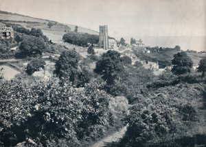 Minehead-村庄和教堂的风景，1895年 作者 不明