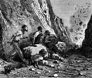 矿工爆破，1879年。 作者 不明