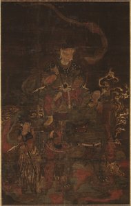 文殊和侍从，1200多岁。 作者 不明