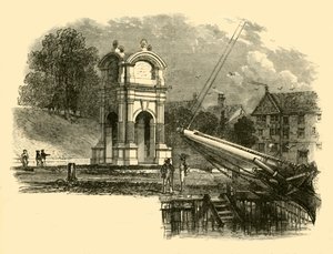 1890年，在新普利茅斯纪念朝圣者登陆地的纪念碑。 作者 不明