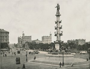威廉·冯·特格索夫（Wonhelm von Tegetthoff）的纪念碑在Praterstern，维也纳，奥地利，1895年。 作者 不明
