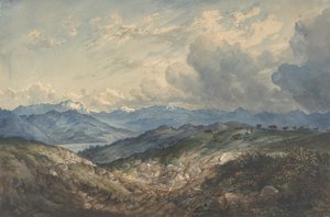山区风景与接近的雷暴，19世纪。 作者 不明
