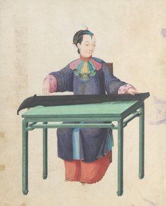 音乐家演奏古琴，18世纪末。 作者 不明