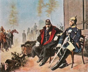 1870年9月2日，拿破仑三世和Bi斯麦在Donchery的织布工小屋里。 作者 不明