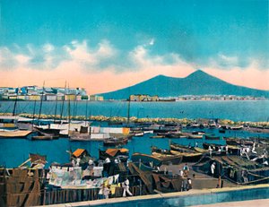 那不勒斯-Mergellina Con Vesuvio，Mergellina和维苏威火山，摄于c1900年。 作者 不明