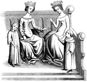 贵族妇女和儿童，14世纪，1849年 作者 不明