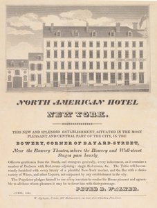 北美酒店，纽约，1832年4月。 作者 不明