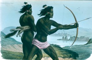 北美旧金山印第安人用弓箭狩猎，大约1840年 作者 不明