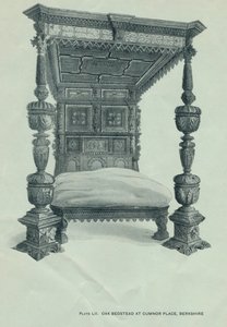 1915年在伯克郡Cumnor Place的橡木床架 作者 不明