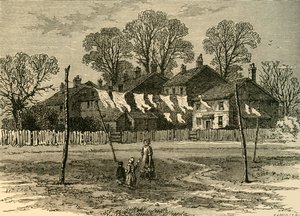 背面常见的旧村舍，建于1878年。 作者 不明