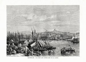 旧港口和巴黎圣母院，法国马赛，1879年 作者 不明