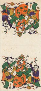 一百三十五幅木版画，包括新年图画nianh...，19-20世纪。 作者 不明