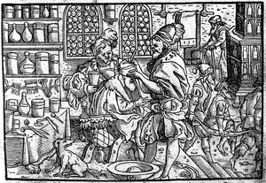 勒芒头上的手术。来自：Theophrastus Bombastus von Hohenheim伟大的Wundarzney，1562年 作者 不明
