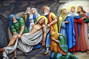 Our Lady of Fatima church. Way of the cross. Station 14. Jesus is placed in the tomb. Ho Chi Minh City. Vietnam 作者 不明