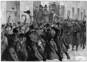 1887年，爱尔兰拉夫里亚的OBrien和Dillon被捕后，在国家租房办公室外 作者 不明
